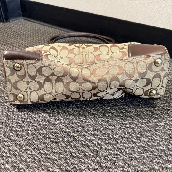 Coach Hampton Turnlock Shoulder Handbag w/Signature Brown Leather Canvas 15”x11” - Picture 3 of 16